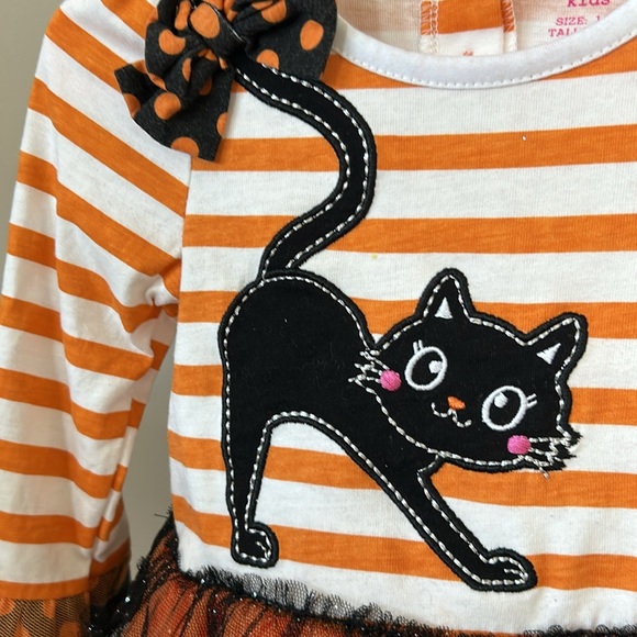 Nannette Kids Halloween Cat/Kitten Dress w Tiered Orange Tulle Skirt 18 Mos. - Picture 2 of 11